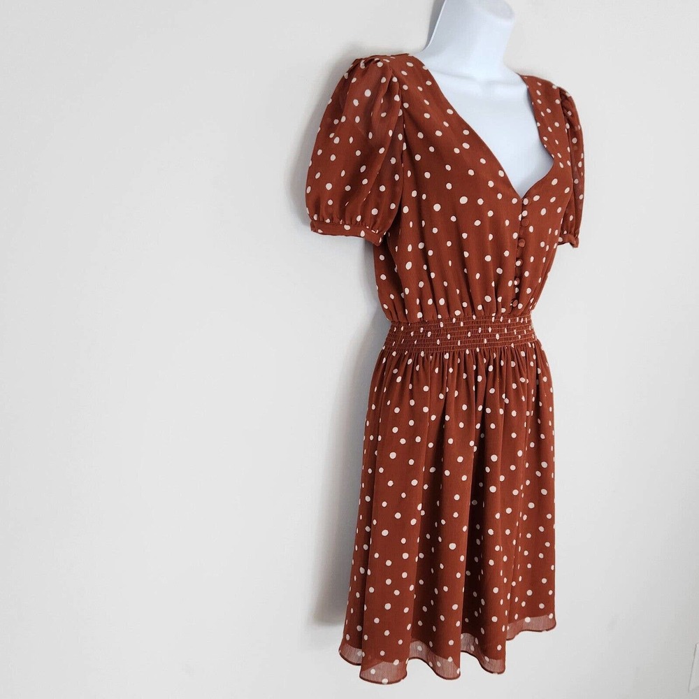 Madewell Smocked Waist Mini Dress Button-Front Short Sleeve V Neck Size XS - Picture 2 of 14